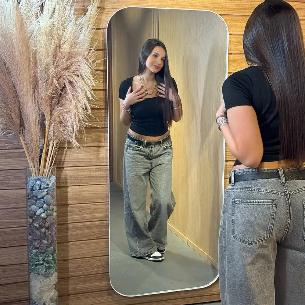 Modern Full-Length Rectangular Mirror - Rounded Edge Design (160 x 70 cm) Mirrorum