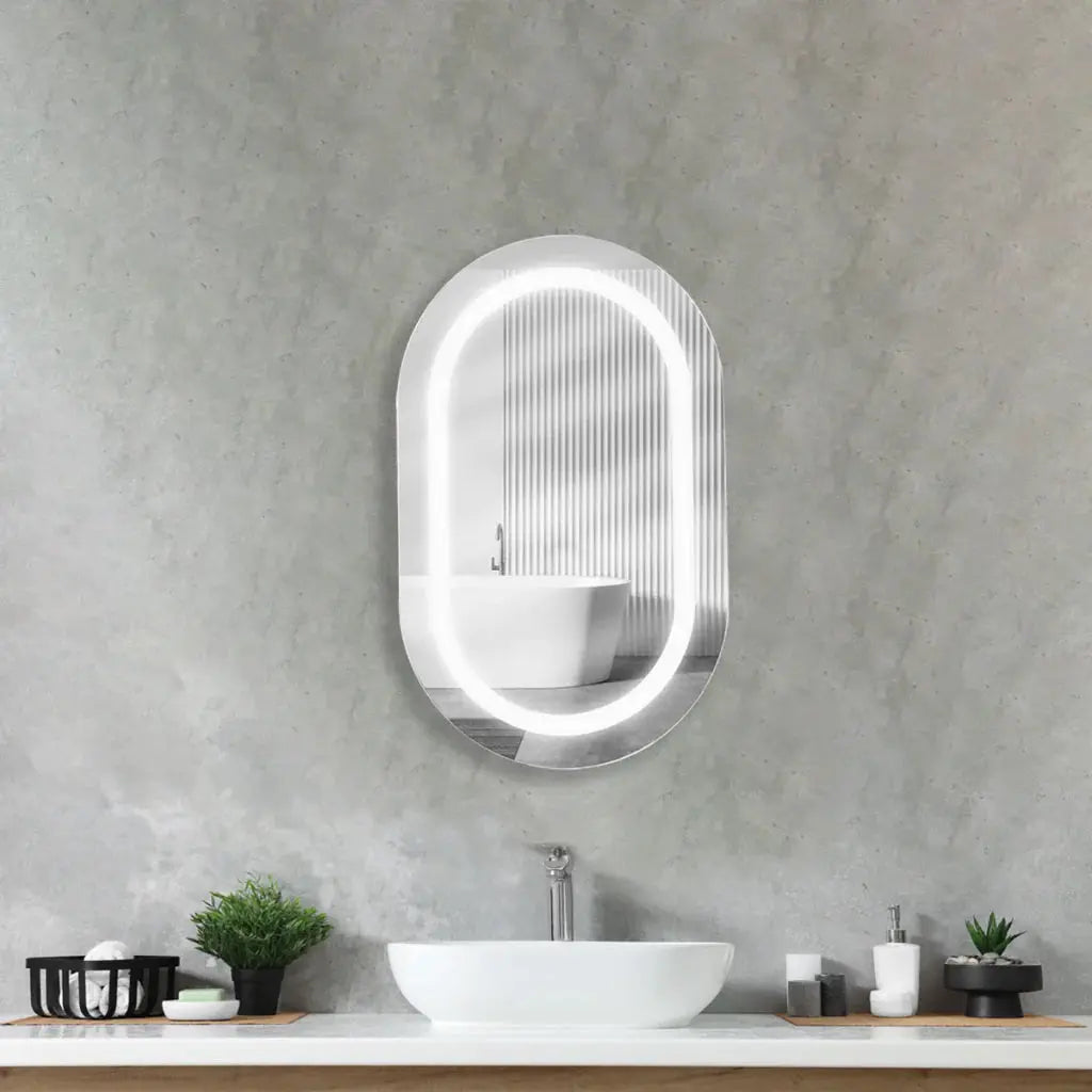 Sandblasted Capsule LED Mirror - Premium Decorative Backlit Design Spiegel Weltt