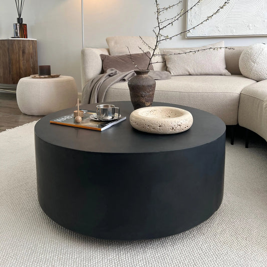 Angelo Round Coffee Table - Natural Black Onyx Minimalist Coffee Table Spiegel Weltt
