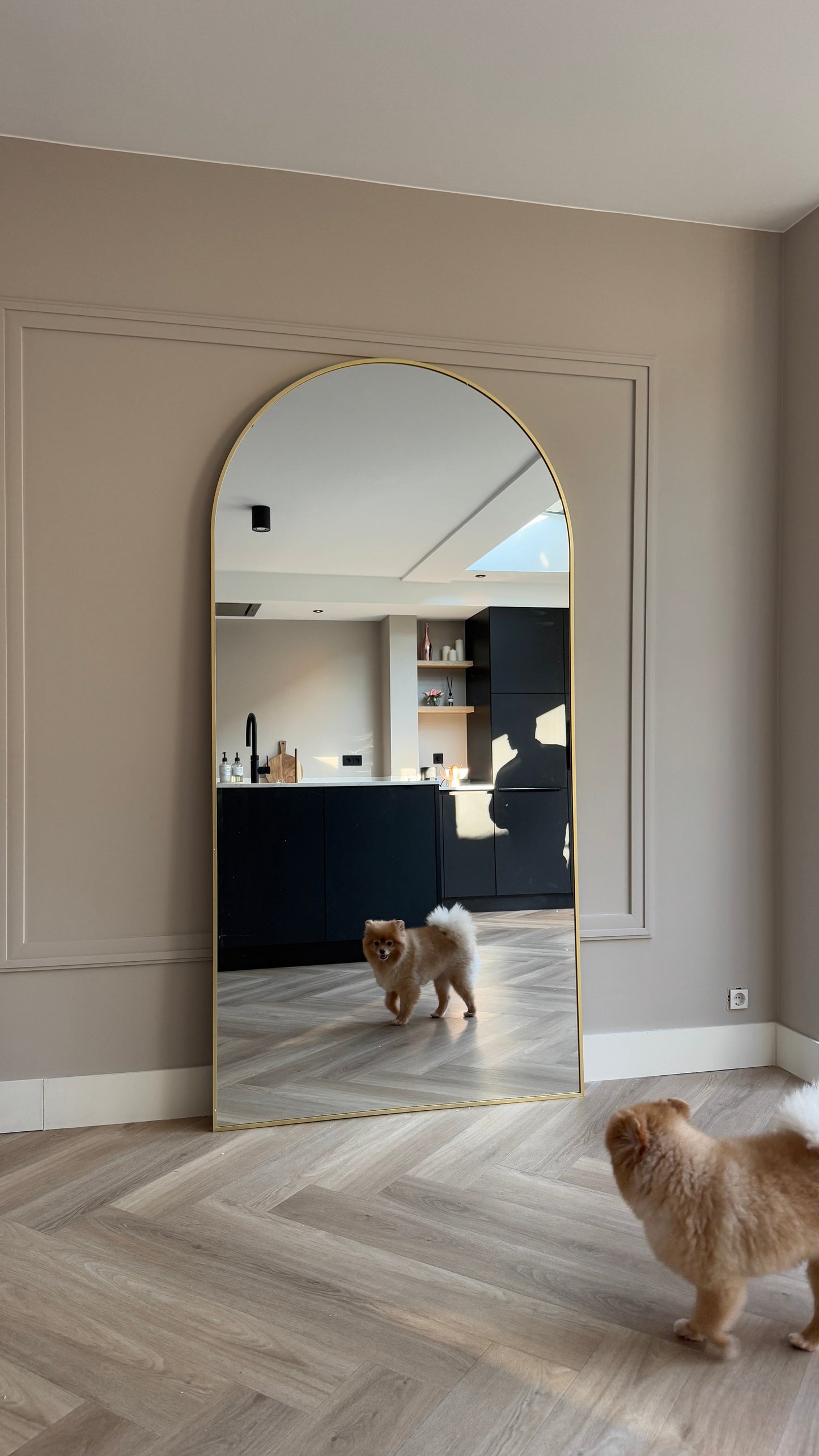 Moon Loft Rectangular Mirror - Large Format 200x100 cm, Gold Finish Mirrorum