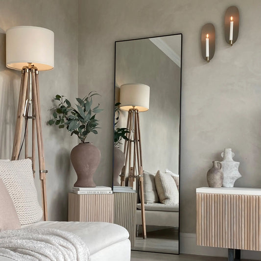 Theo Full Length Industrial Rectangular Mirror - Matte Black Metal - 179 x 60 cm Spiegel Weltt