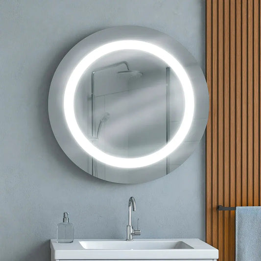 Modern Round Sandblasted Mirror with Premium LED Lighting Spiegel Weltt