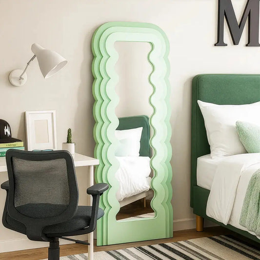 Espelho Decorativo Wavvy Waves Verde Esmeralda Ondulado - 180x80cm Mirrorum
